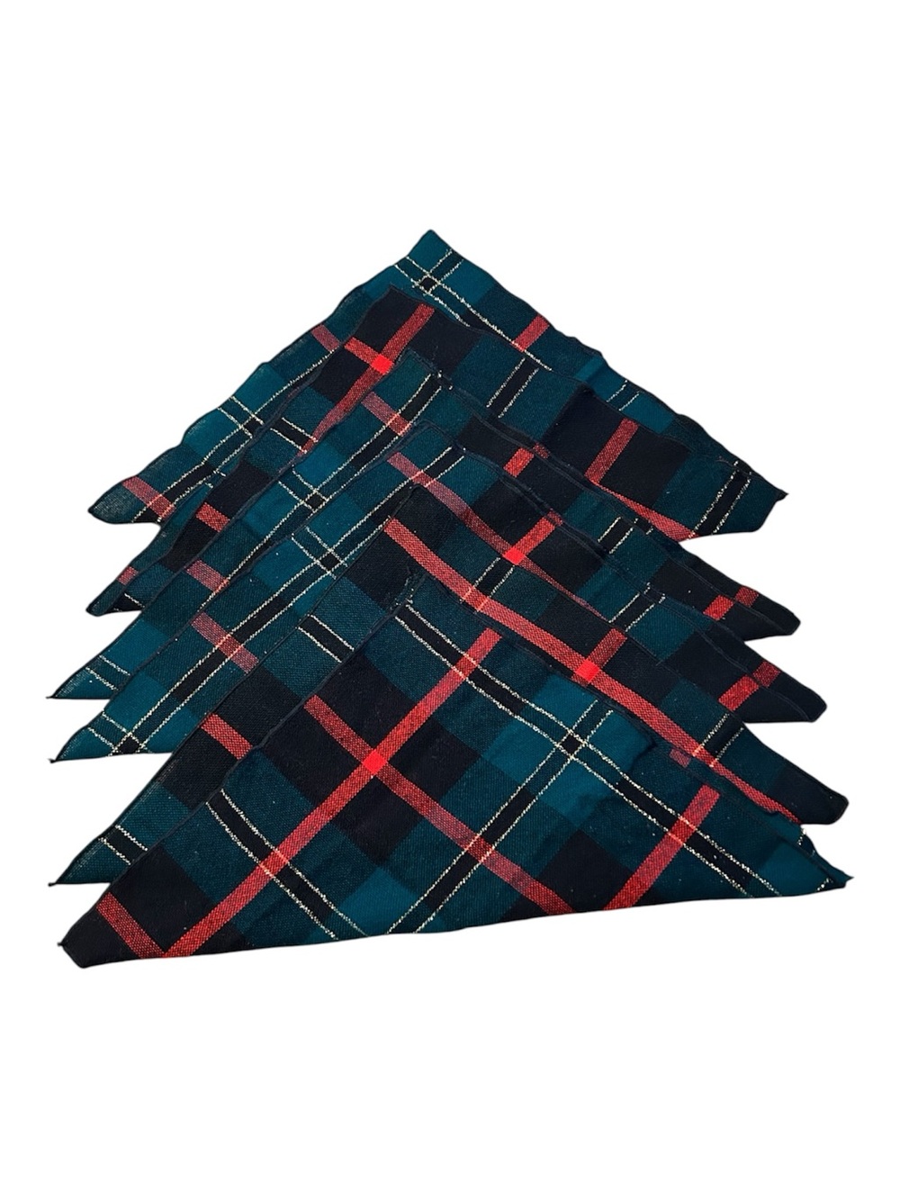 Tablecloth Rectangle w 6 Square Napkins Green Red Black Tartan Christmas